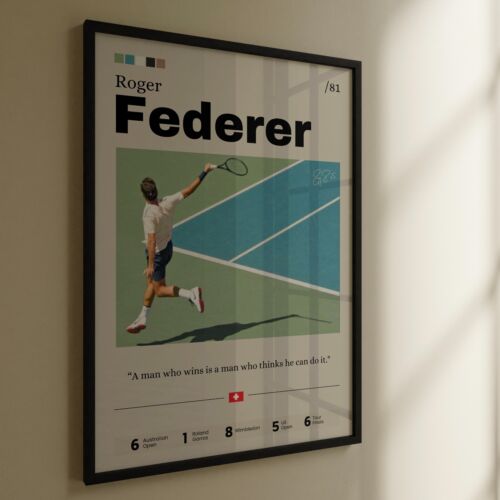 Póster de Roger Federer, Tennis Star Wall Art, Federer Impresión Fanático Regalo - Imagen 3 de 10