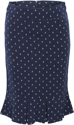 Küstenluder ADDIE Sailor NAUTICAL Anchor Anker Blau Pencil Skirt Rock Rockabilly