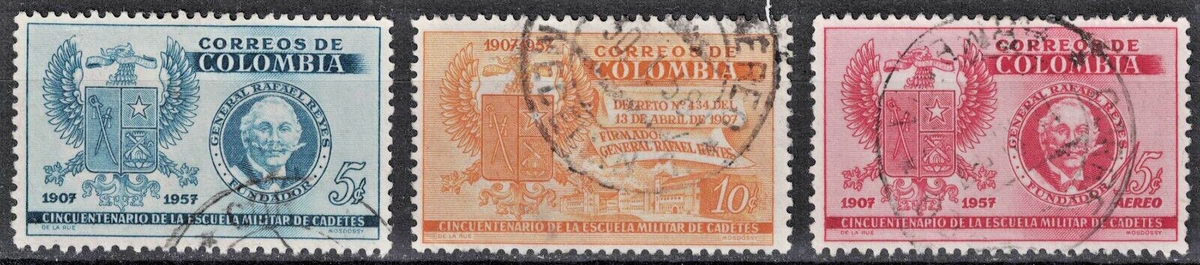 llic Assault／LEGACY (Colombia) COLOMBIA:1957 SC#673-74,C299 Used 50th anniv. of the Colombian