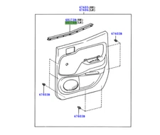 00-04 Toyota Tacoma WEATHERSTRIP, REAR DOOR GLASS, INNER LH