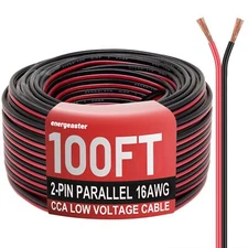 16 Gauge Wire 16AWG Automotive Wire Electrical Wire 100FT 2 Conductor Red Bla...