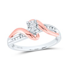 10kt White  Rose-tone Gold Womens Round Diamond Solitaire Bridal Wedding E