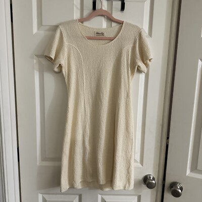 Nusia 100 % Natural Cotton  Dress Midi Cream  Size M, NWOT, Minimalistic, Hippie