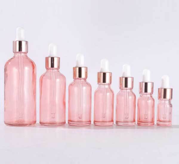 Bulk Buy 5ml-100ml Luxury Pink Glass Dropper Bottle w/ Essential Oil Drop Eye