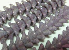 12 beads - Lilac Purple Luster Czech Glass 5 petal Flower Beads 10mm