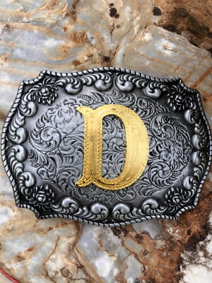 Gürtelschnalle- Western Buchstabe D mit Goldauflage Buckle 459