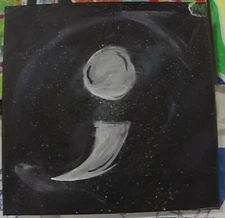 12x12" Against Suicide Painting on Canvas Abstract 