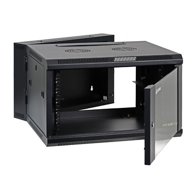 Premium 6U Wall Mount 19-inch IT Network Cabinet Hinged Swing-Out Glass door 24''