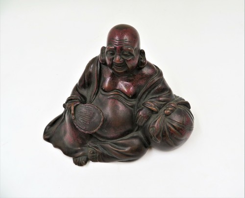 JAPANESE MEIJI METAL OKIMONO FIGURE OF EBISU OF HOTEI THE HAPPY BUDDHA