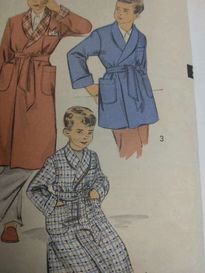 Robe Bath Lounge S 4 6 Boys Advance 6036 Sewing Pattern VTG 50's Cut Long Short - Image 2 of 4