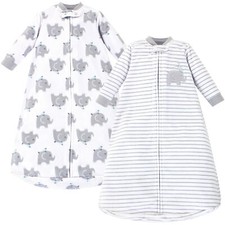 Hudson Baby Infant Long-Sleeve Fleece Sleeping Bag, Elephants, 0-9 Months