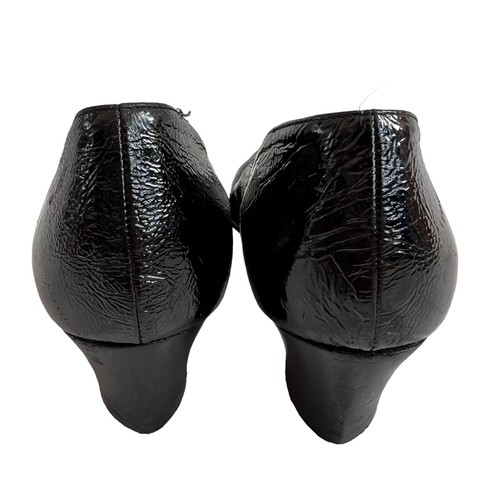Thierry Rabotin high heels black patent leather textured pump 37.5 7 slip on - Picture 4 of 14