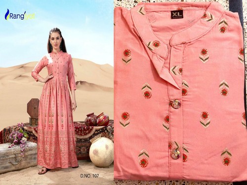 14 kg rayon with gold print kurtis 