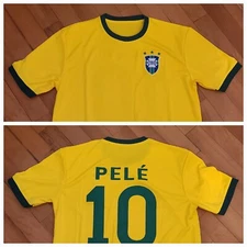 New Pele Brazil Soccer Jersey Retro All sizes available GOAT Kids & Adults sizes
