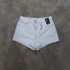 Levi's 501 premium Women s 33 High rise Shorts Button Fly white Denim New