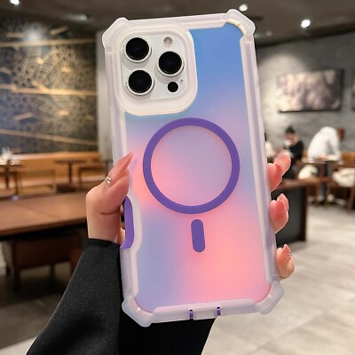For iPhone 16 Pro Max 15 14 13 Shockproof Color Gradient Case Mag Safe Cover