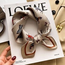 Fashion 100 Silk Small Scarf Women Neckerchief Bandana Champagne Horse 53 53cm
