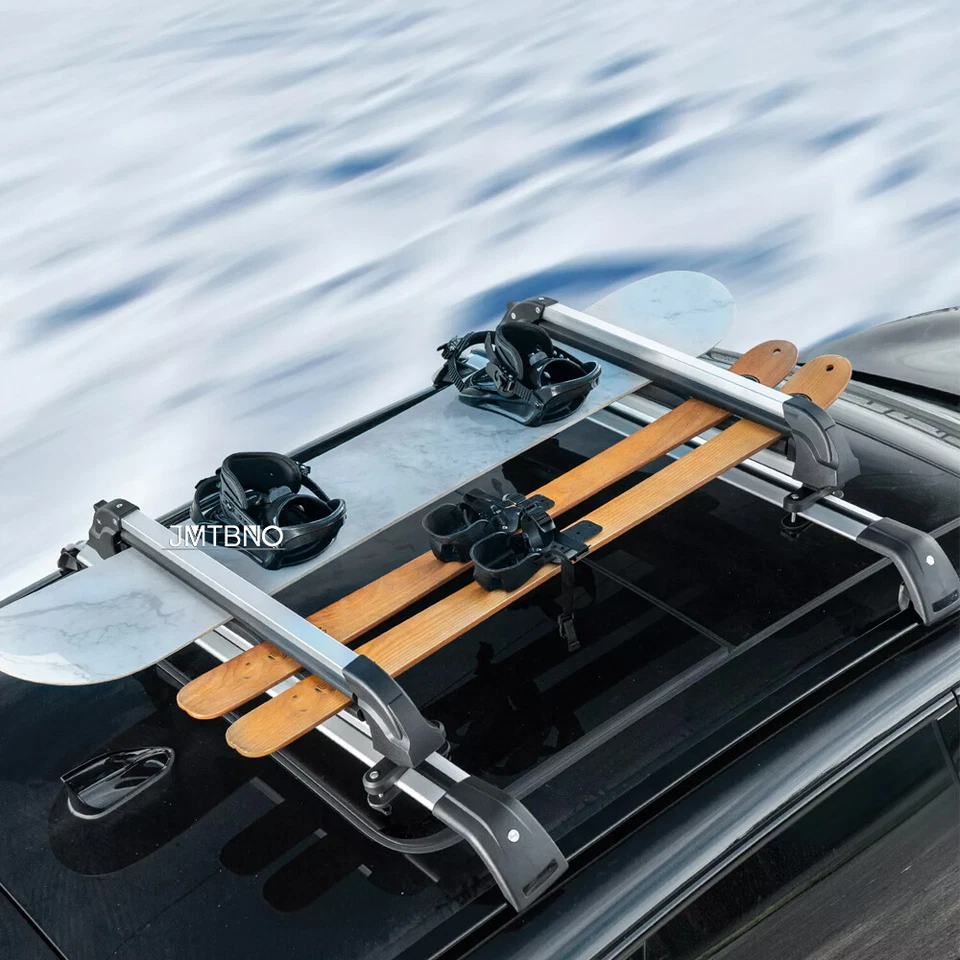 Aluminum Ski Snowboard Car Top Roof Rack Silding Carriers Cross Bars For 330i X1 - image 4 of 4