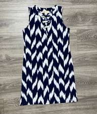 Michael Kors Sleeveless Jersey Stretch Shift Tunic Dress Zig Zag Geometric XS