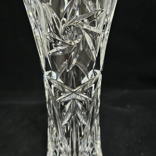 Vintage 80s Lenox Clear Crystal Star 6" Small Vase Fan Tapered Flared Czech - Picture 4 of 9