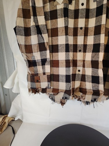 One 24 stracci/camicia donna a quadri/flanella/maniche lunghe/bottone taglia 3XL - Foto 3 di 6