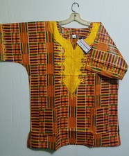 Men African Kente Print Dashiki Top Blouse Embroidery Shirt Size 4X
