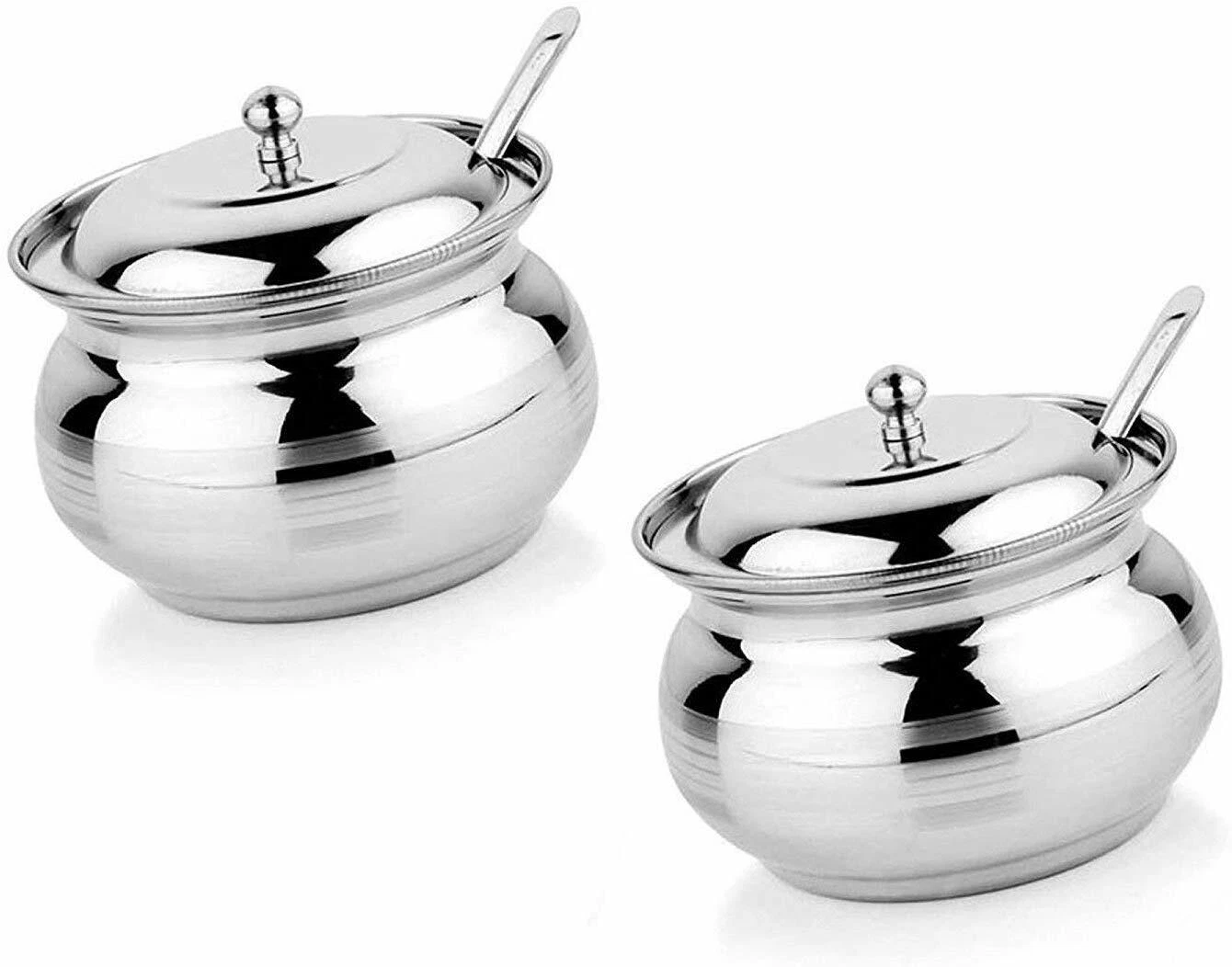 Stainless Steel Ghee Oil Pot Container Gheedani with Spoon for Multipurpose Use