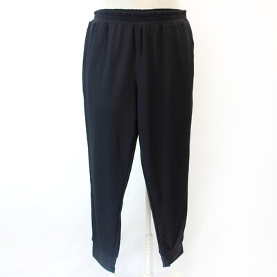 Athleta Plus Black Wind Down Sleep Waffle Knit Loungewear Joggers Pants 1X