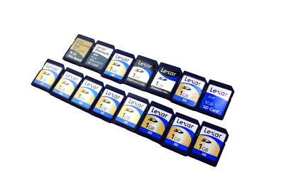 Lot Of 15 Lexar SanDisk 1GB SD Camera Memory Cards
