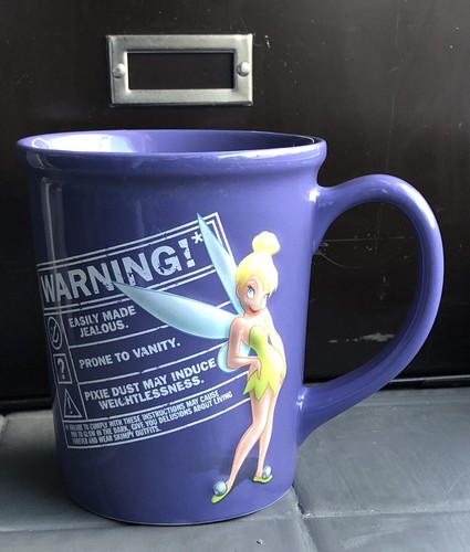 Disney Store Warning Tinkerbell Purple Mug Raised 3d Design Made In Thailand Ebay