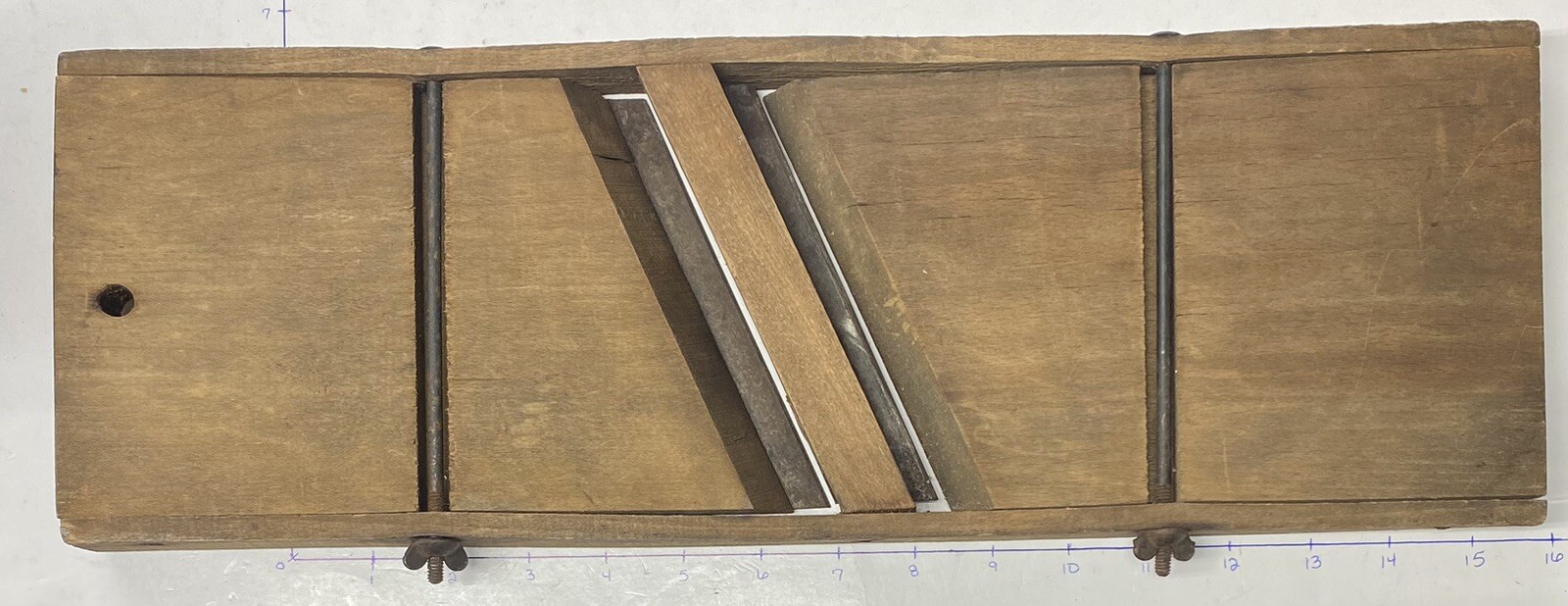 Antique Wood Cutter Slicer Board 2 Blade Cabbage Kraut Kitchen Mandolin