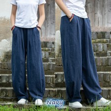 Ladies Linen Cotton Blend Harem Trousers Joggers Pants Bloomers Casual Retro