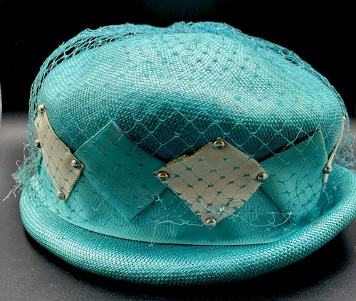 Lee Bury Woven Aqua Vintage Hat With 