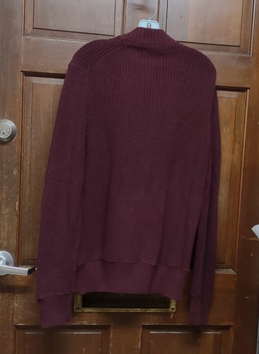NWT Banana Republic Burgundy Red Full Zip Ribbed Mock Neck Cardigan Sweater Sz M - Picture 2 of 3