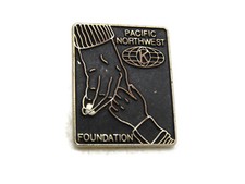 Vintage Kiwanis Lapel Pin Pacific Northwest Foundation Helping Hands Logo Gold