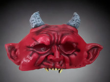 Devil Halloween Costume Mask by Seasons Chinless Horns Satan Lucifer Fangs READ