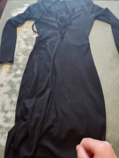 Reformation Edison Long Sleeve Lace Up Midi Dress Black sz Small