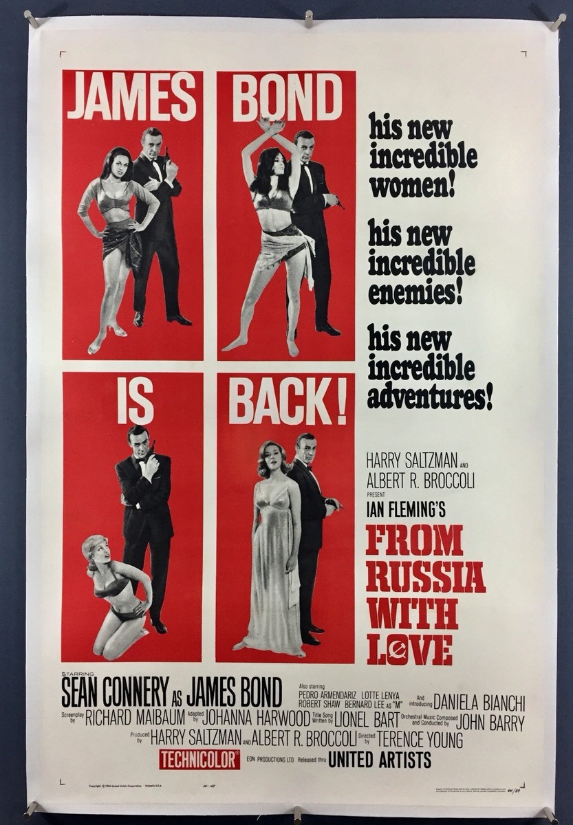 FROM RUSSIA WITH LOVE (VF) Style B on LINEN One Sheet Movie Poster