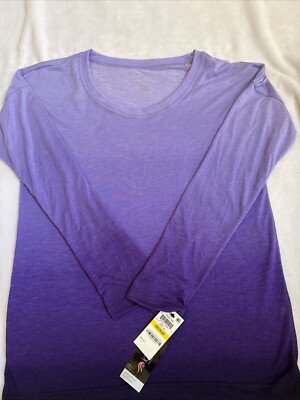 NWT Ideology Women s Night Iris Ombré Essential Pullover Long Sleeve Tee Shirt~M