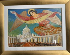 Salvatore Fiume. L’Angelo del Giubileo. Cm 70X50 SERIGRAFIA SU BROCCATO.