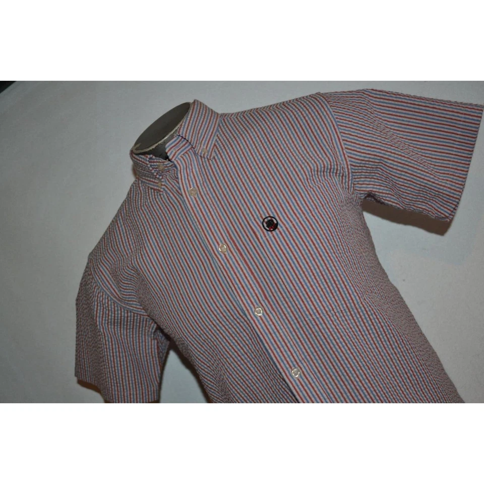 33165 Southern Proper Shirt Labrador Dog Red Blue Striped Cotton Size Small Mens - Image 2 of 4