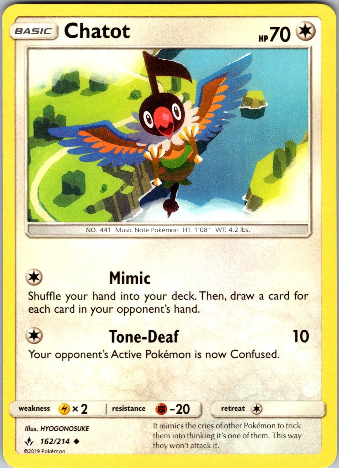 CHATOT 162/214 UNCOMMON UNBROKEN BONDS POKEMON NEAR MINT