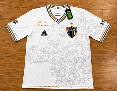 Le Coq Sportif Atlético Mineiro Soccer Jersey Shirt White Black Gold Men Size XL