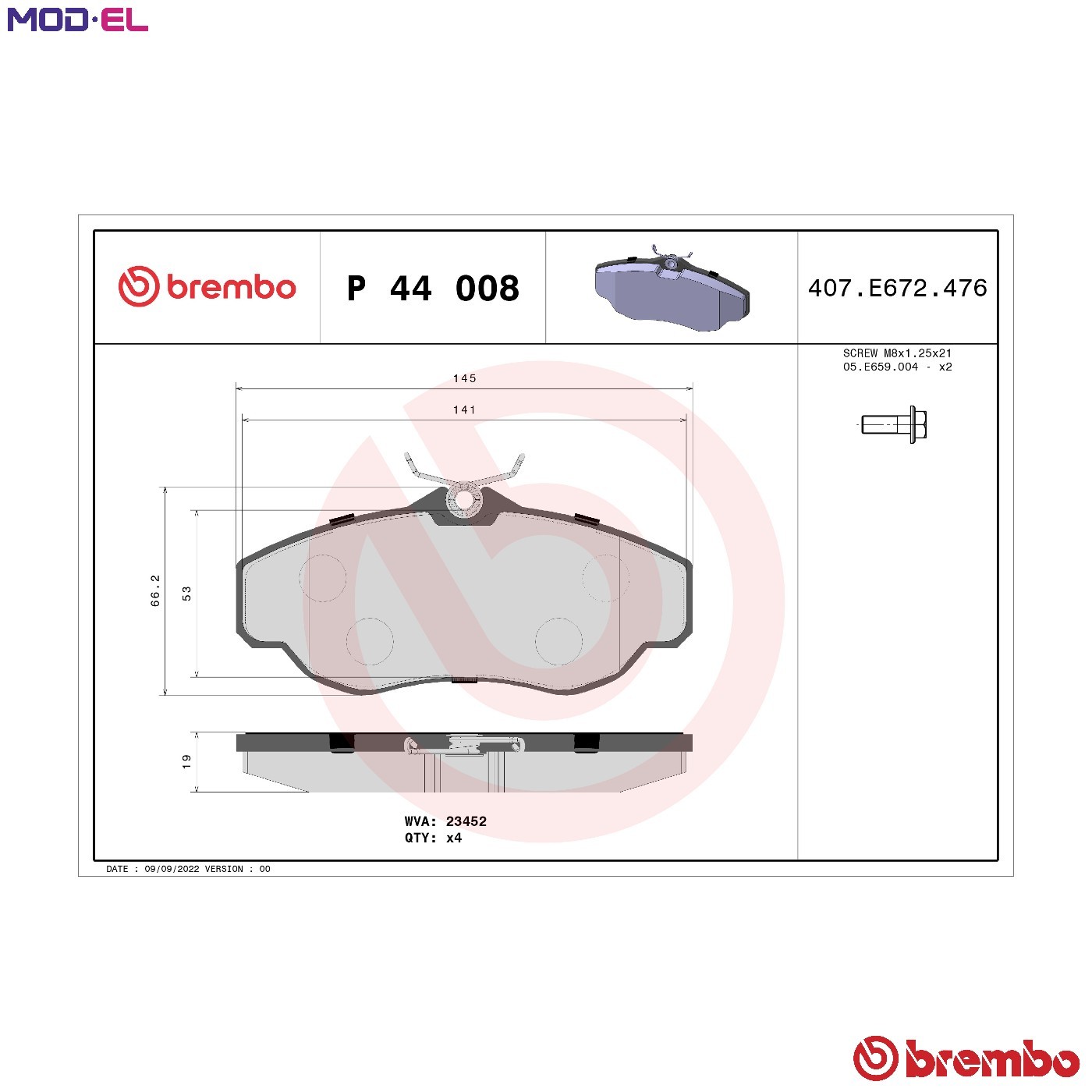 BRAKE PAD SET DISC BRAKE P 44 008 FOR LAND ROVER DISCOVERY/II/Mk RANGE/SUV 4.6L
