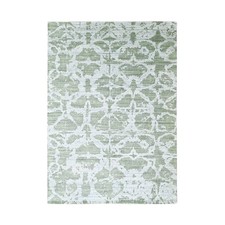 6'7"x9'6" Sage Green Hand Loomed Modern Design Wool and Bamboo Silk Rug R10282