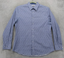 Nick Graham Shirt Mens Large Blue Paisley Stretch Modern Fit Button Down