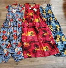 Set Of 3 Banana Bay Hawaiian Dresse Size L Women Floral Cotton coastal beachy$75