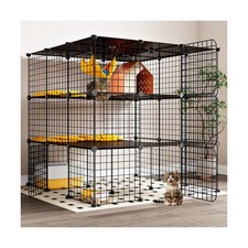 Oneluck Extra Large Cat Cage,3-Tier Catio, DIY Metal Cat Enclosure with Platf...