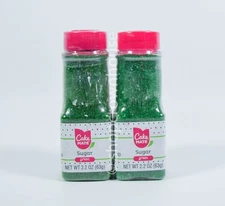 2 Cake Mate GREEN Sugar 2.2 ounces Cake Dessert Decorating Topping
