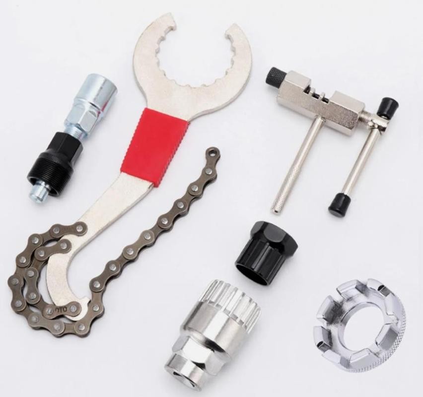 Bike Repair Tool Kit Crank Chain Cutter Extractor Bracket Freewheel Puller 6 Pcs